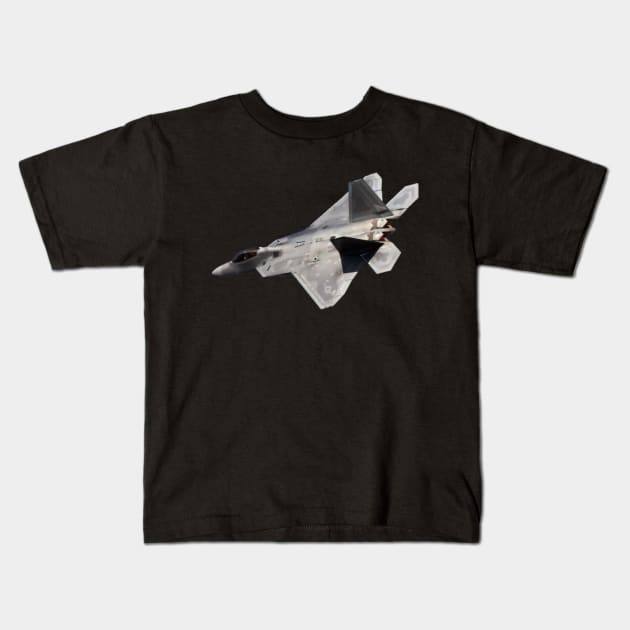 F-22 Raptor Exit Stage Left Kids T-Shirt by acefox1